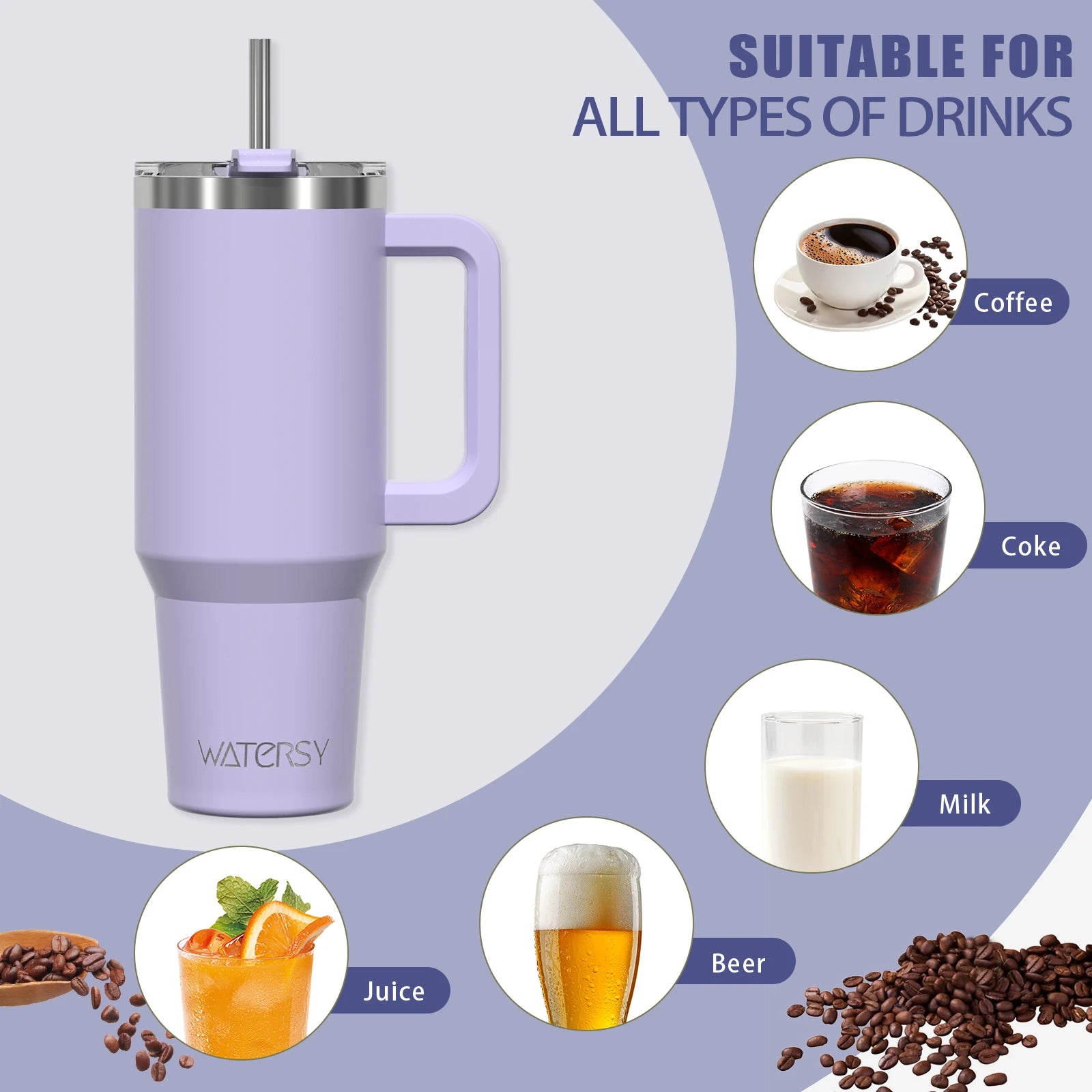 891/1182ml Insulated Mug With Handle And Straw Large Capacity 40oz Tumbler Stainless Steel Water Bottle Office Home Thermal Mug
